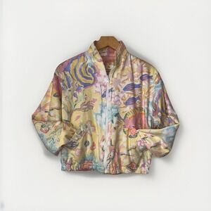 Hüba Vtg Multicolor Reversible Fish & Seashell Jacket Sz L Retro Casual